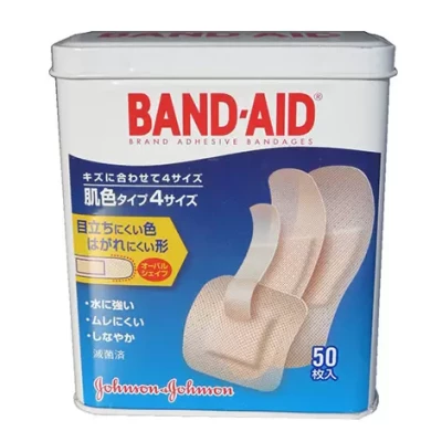 BAND AID ASSORTED PLASTIC 50PCS